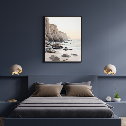 Serene Coastal Cliffs Canvas Wall Art – Minimalist Beach Landscape Print