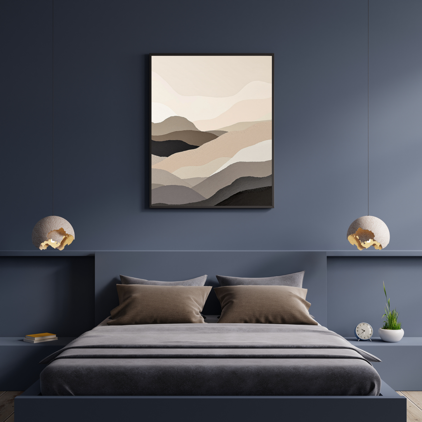 Obsidian Layers Abstract Earth Tone Canvas Art