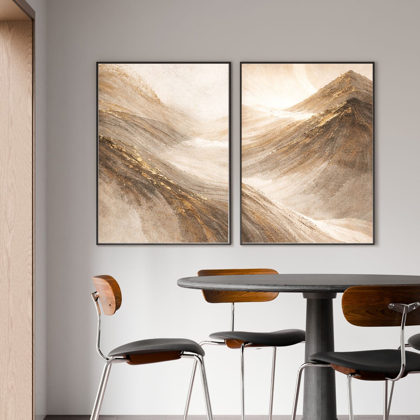 NOIRÉ Dune Flow II – Textured Mountain Light Canvas