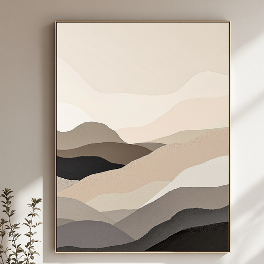 Obsidian Layers Abstract Earth Tone Canvas Art