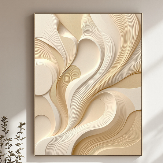 Ivory Flow – Layered Neutral Abstract Canvas Art – Modern Wall Décor