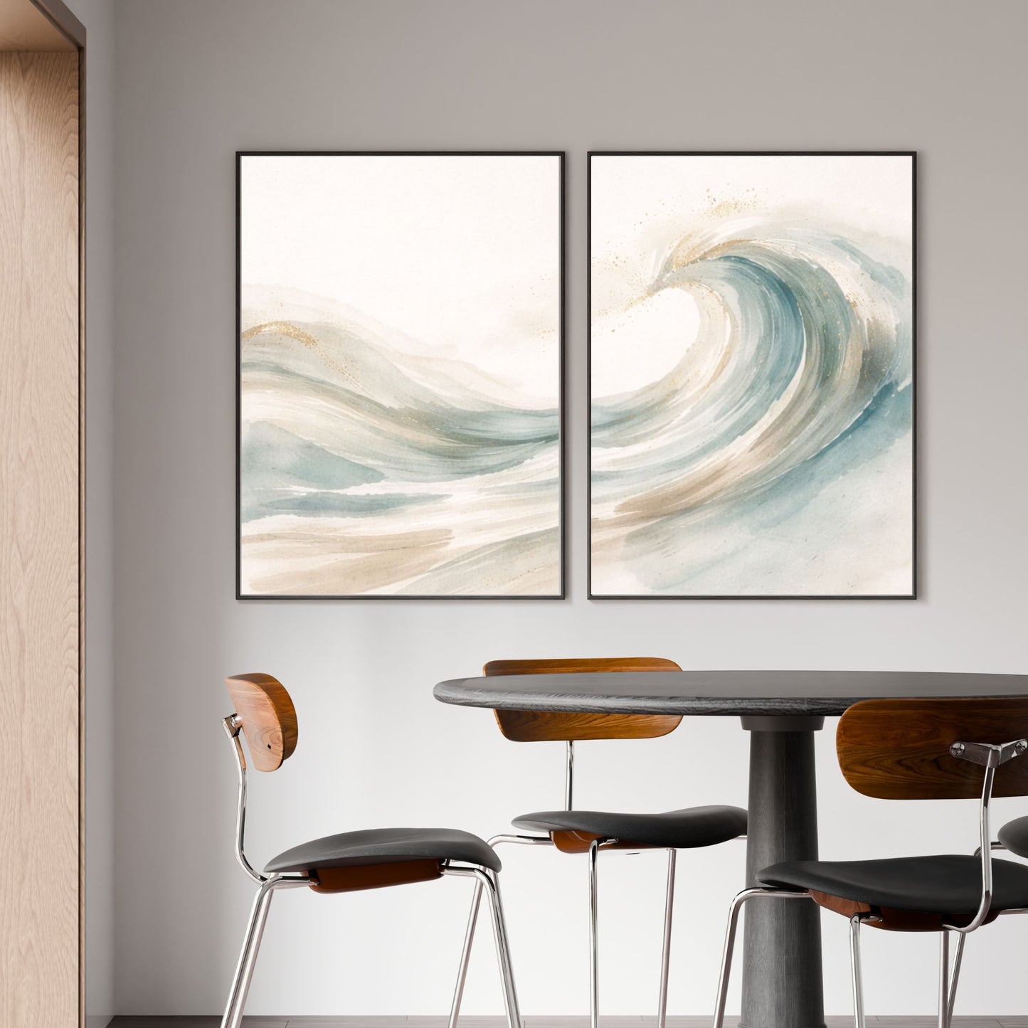 NOIRÉ Wave Flow II – Minimal Ocean Crest Canvas
