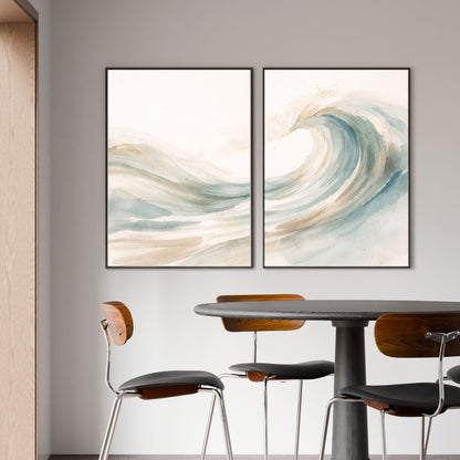 NOIRÉ Wave Flow II – Minimal Ocean Crest Canvas