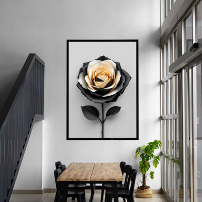 Midnight Gold Rose Canvas Wall Art – Luxury Black & Gold Floral Design