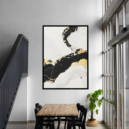 Ivory Noir Flow – Black & Gold Luxury Canvas