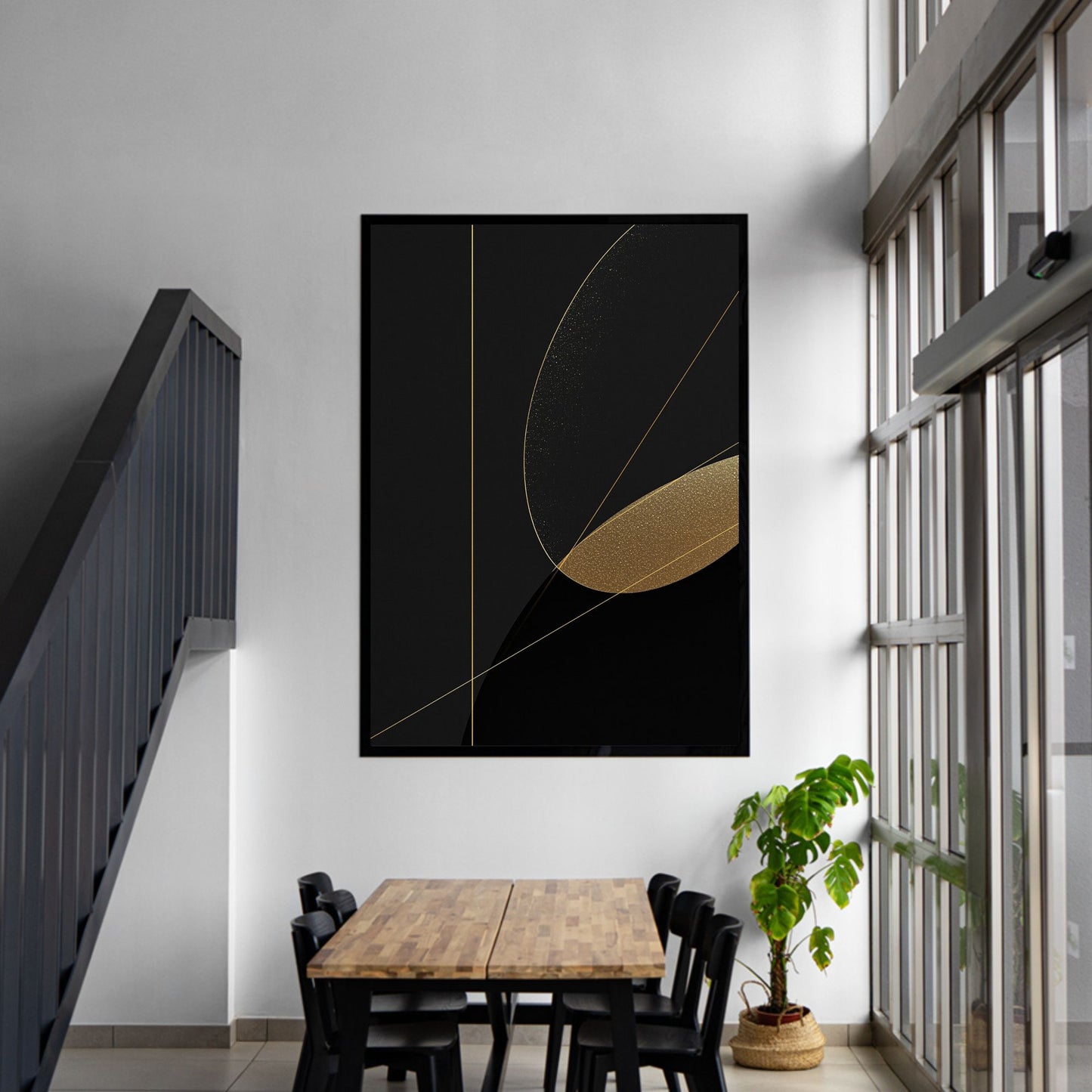 Golden Eclipse – Minimal Black Luxury Canvas