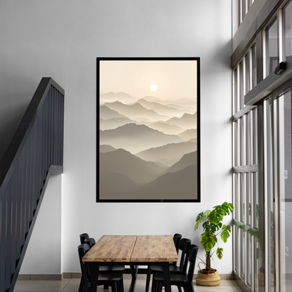 Minimal Neutral Mountain Canvas Wall Art – Japandi Beige Landscape, Luxury Calm Home Decor