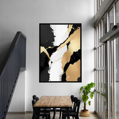 Imperial Gold Flow Abstract Canvas Art – Luxury Black & Gold Wall Decor