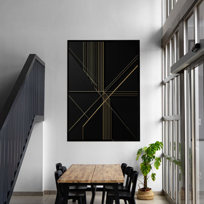 Golden Geometry – Luxury Black & Gold Geometric Canvas Wall Art