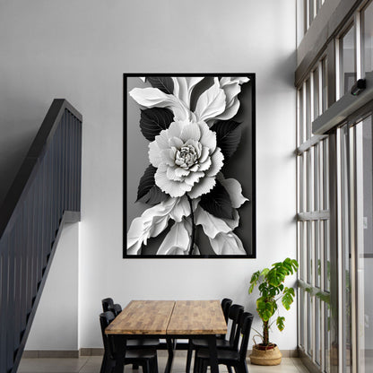Eclipse Bloom Monochrome Floral Canvas Wall Art - Elegant Decor for Modern Interiors