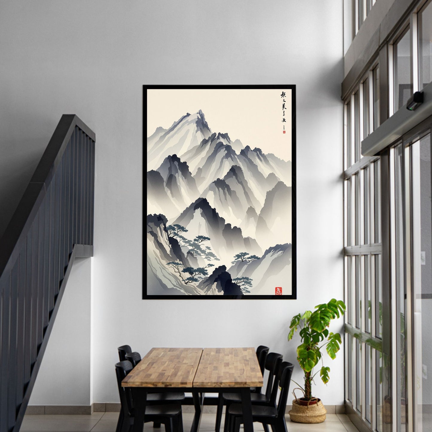 Whispering Peaks – Traditional Japanese Mountain Fine Art Poster