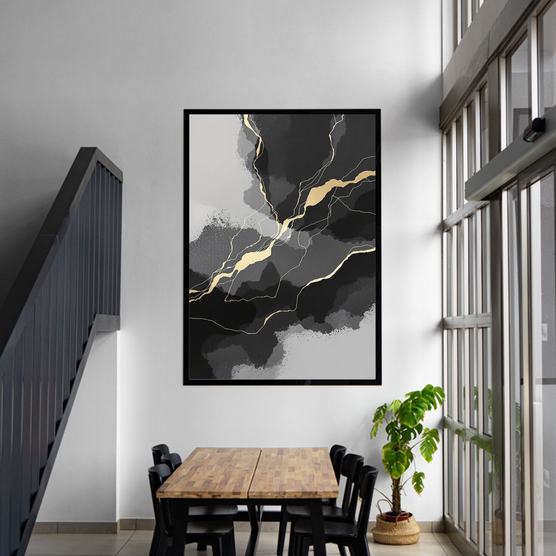 minimal canvas wall art in modern living room interior