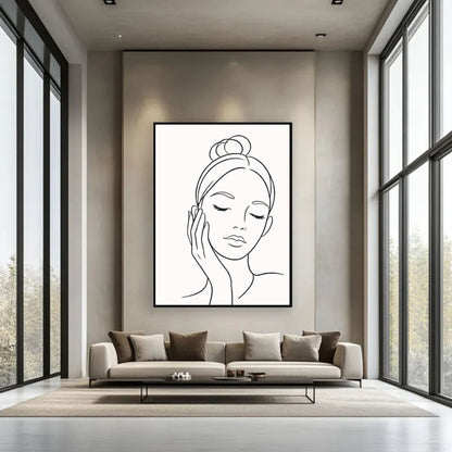 Silent Face Minimal Line Art Poster
