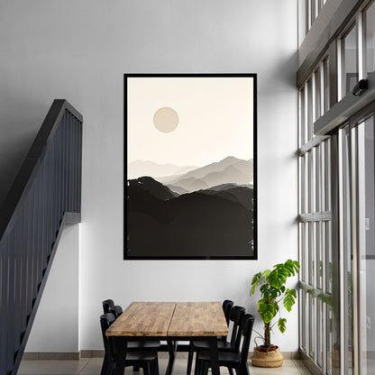 Silent Horizon – Minimal Japanese Sun Landscape Wall Art