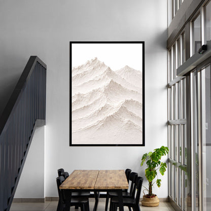 Minimal Textured Mountain Canvas Wall Art – Neutral 3D Landscape Decor