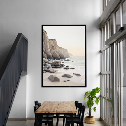 Serene Coastal Cliffs Canvas Wall Art – Minimalist Beach Landscape Print