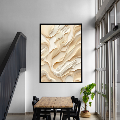 Sculpted Dune – Layered Beige Abstract Canvas Art Print