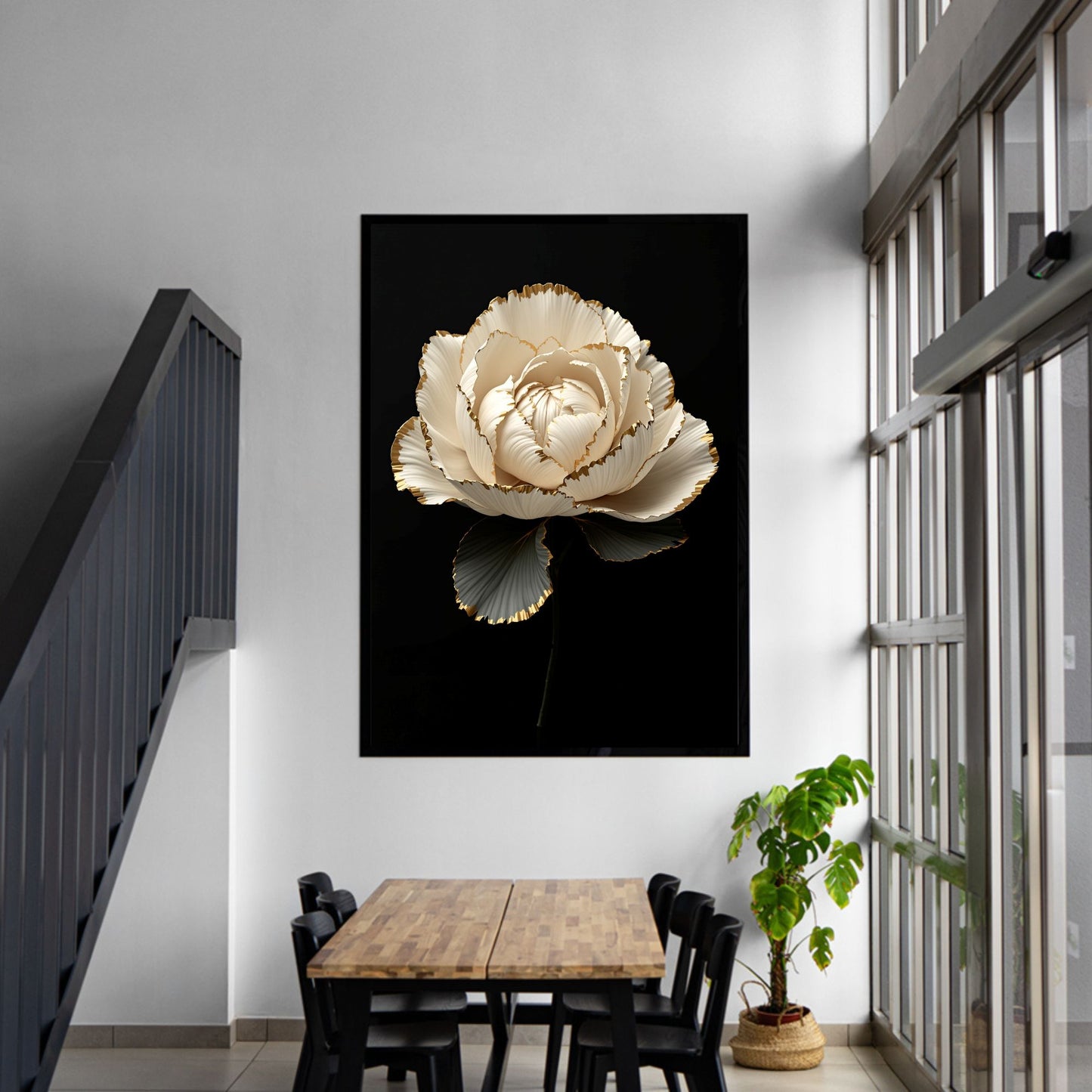 Luxury Black & Gold Floral Canvas Wall Art