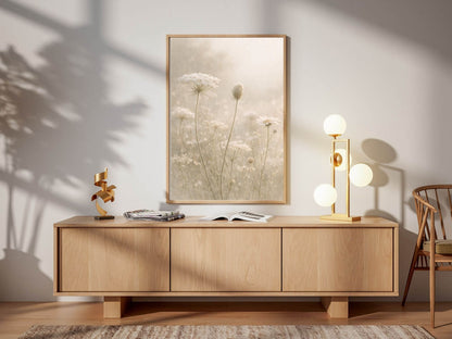 Soft Wildflowers in Morning Light – Minimal Floral Wall Art, Neutral Botanical Fine Art