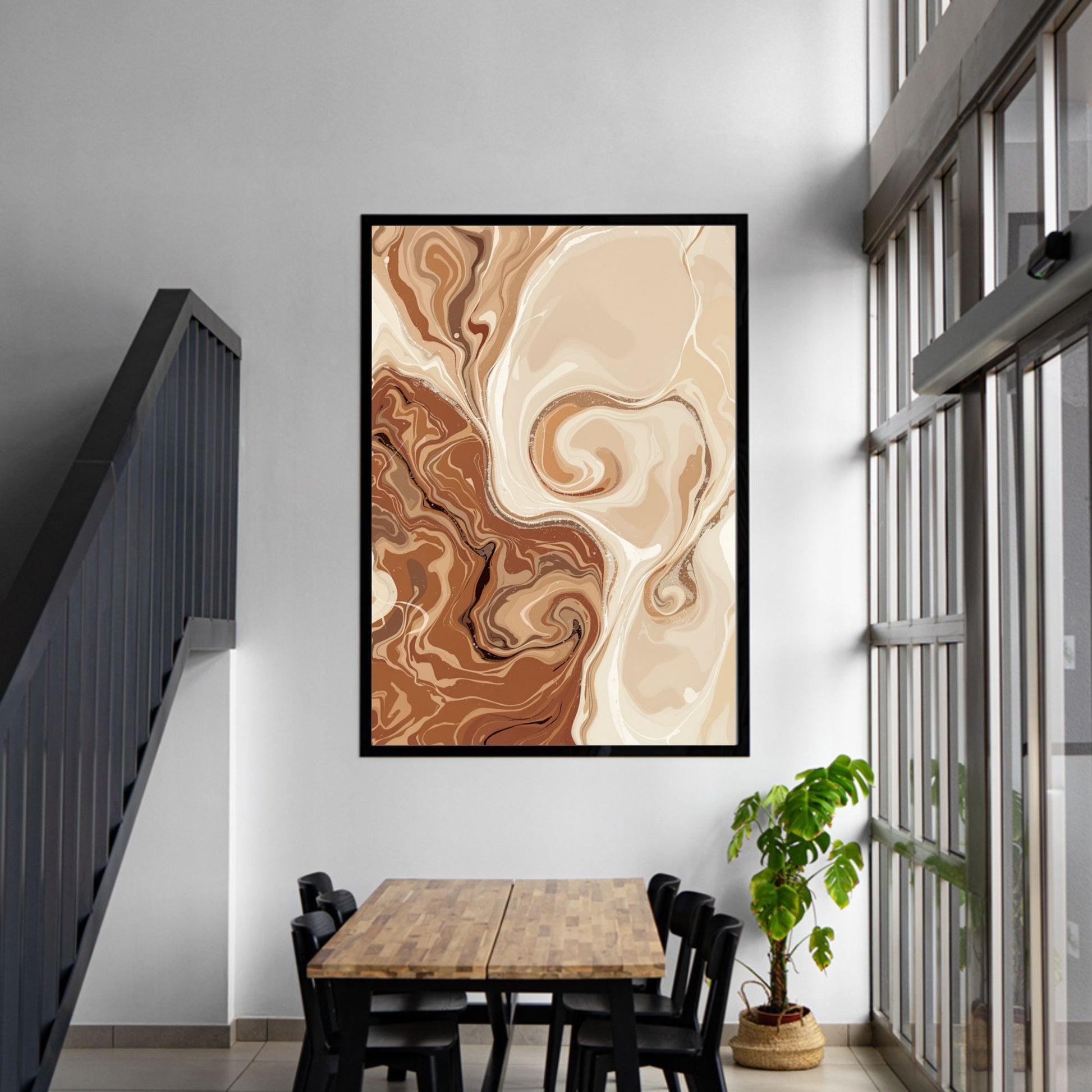 minimal canvas wall art in modern living room interior