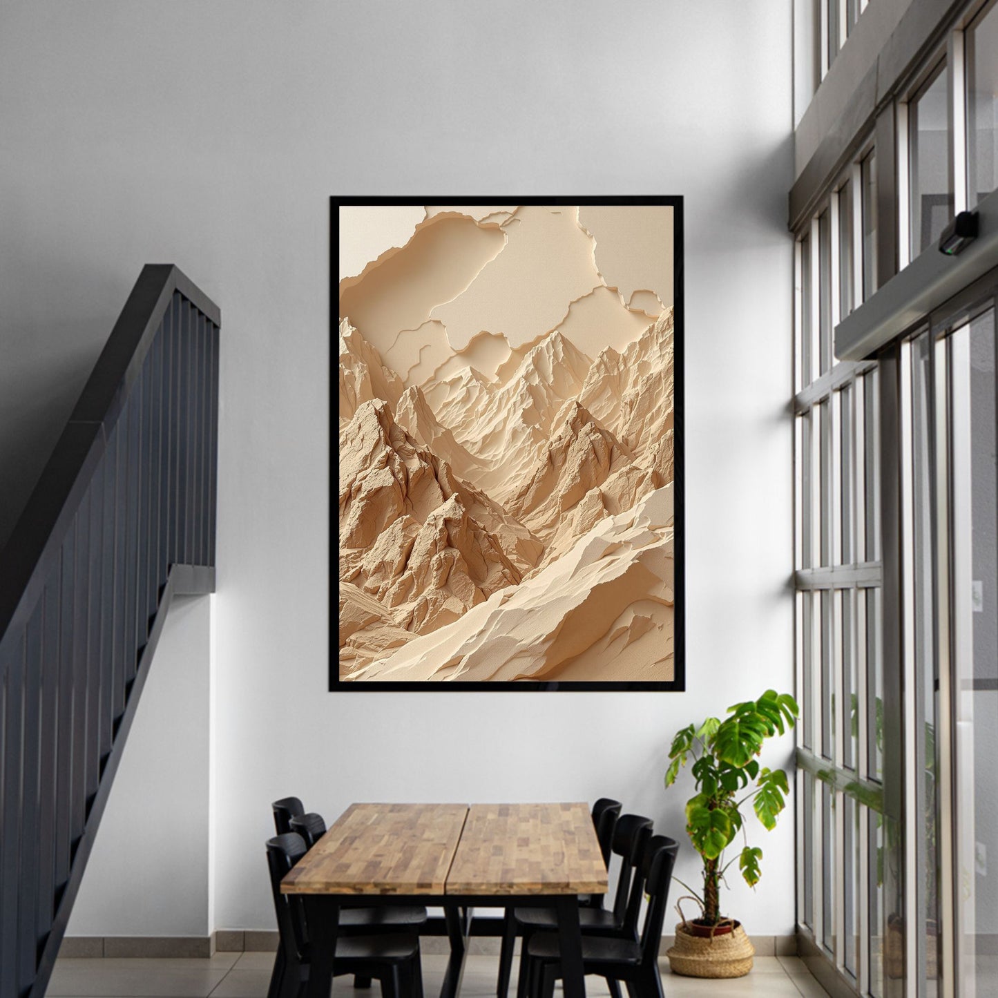 Desert Horizon Peaks – Luxury Minimalist Beige Canvas