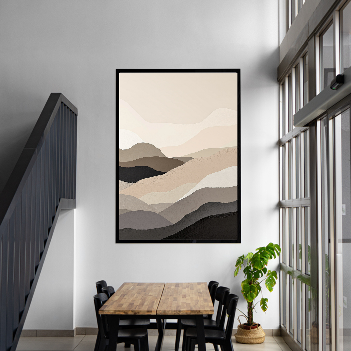 Obsidian Layers Abstract Earth Tone Canvas Art