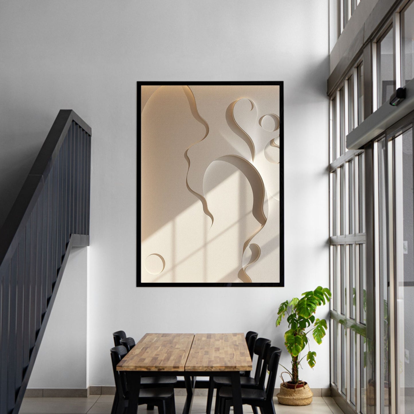 Ethereal Form Minimal Textured Canvas | Beige Sculptural Wall Art