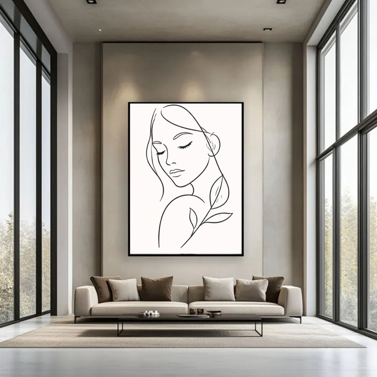 Silent Face  Botanical Minimal Line Art Poster