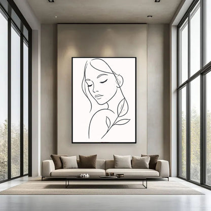 Silent Face  Botanical Minimal Line Art Poster