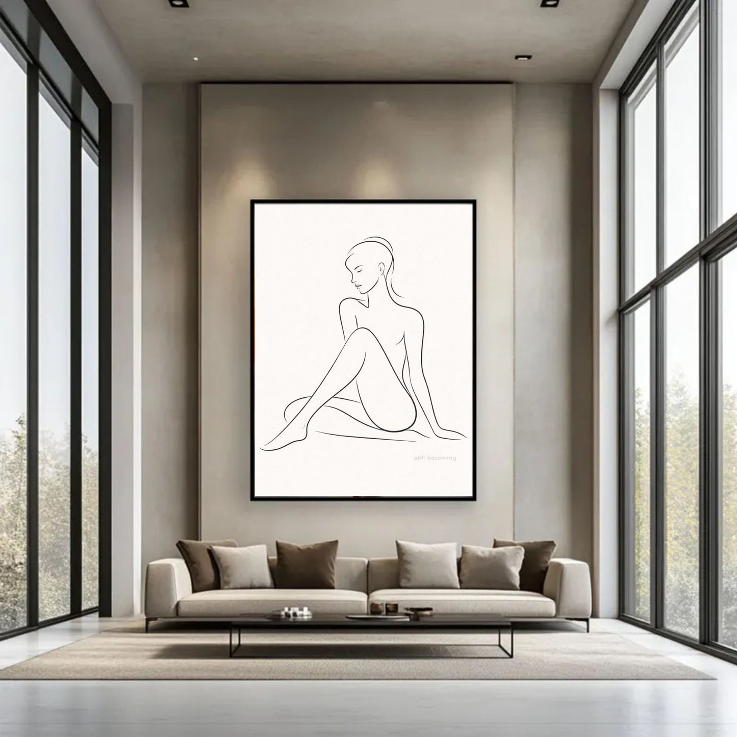 Still Becoming – Minimal Nude Line Art Wall Print