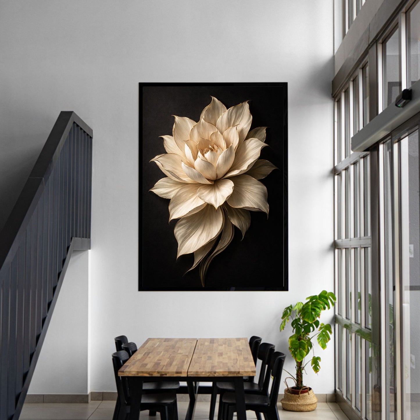 Golden Edge Lotus – Luxury Sculpted Floral Wall Art
