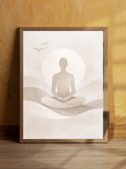 Zen Meditation Art  – Minimalist Silhouette, Neutral Decor