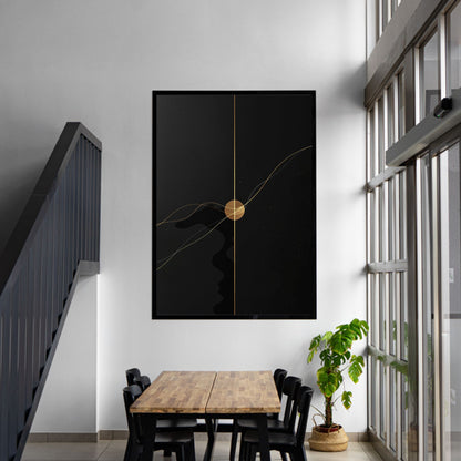 Golden Eclipse – Luxury Black & Gold Minimal Abstract Canvas Art