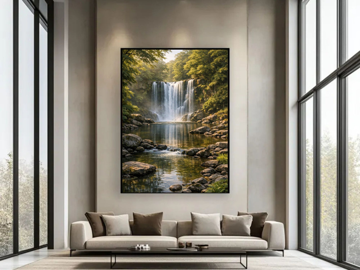 Forest Waterfall Fine Art  – Serene Nature Landscape Wall Decor