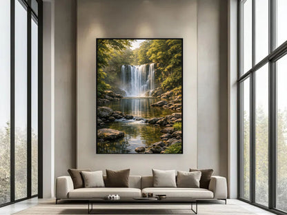 Forest Waterfall Fine Art  – Serene Nature Landscape Wall Decor