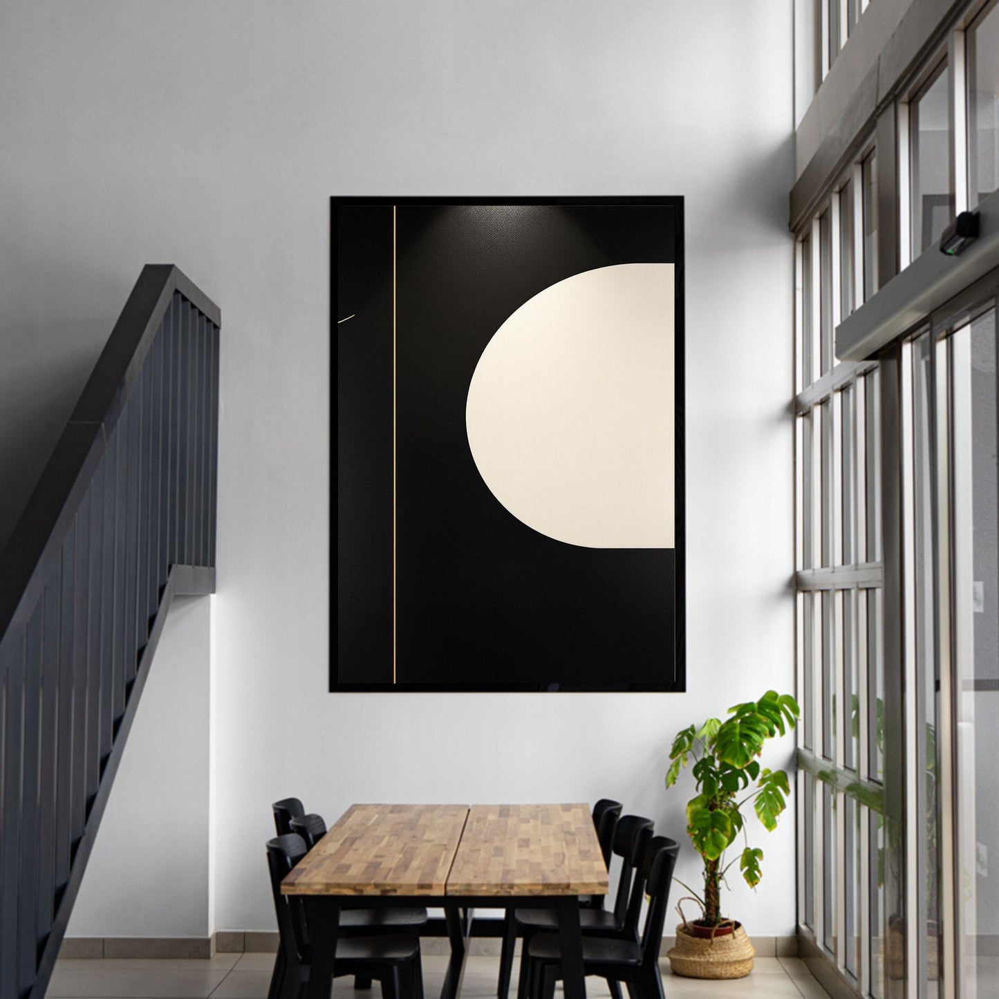 Minimal Black and Ivory Abstract Canvas Wall Art – Modern Luxury Decor