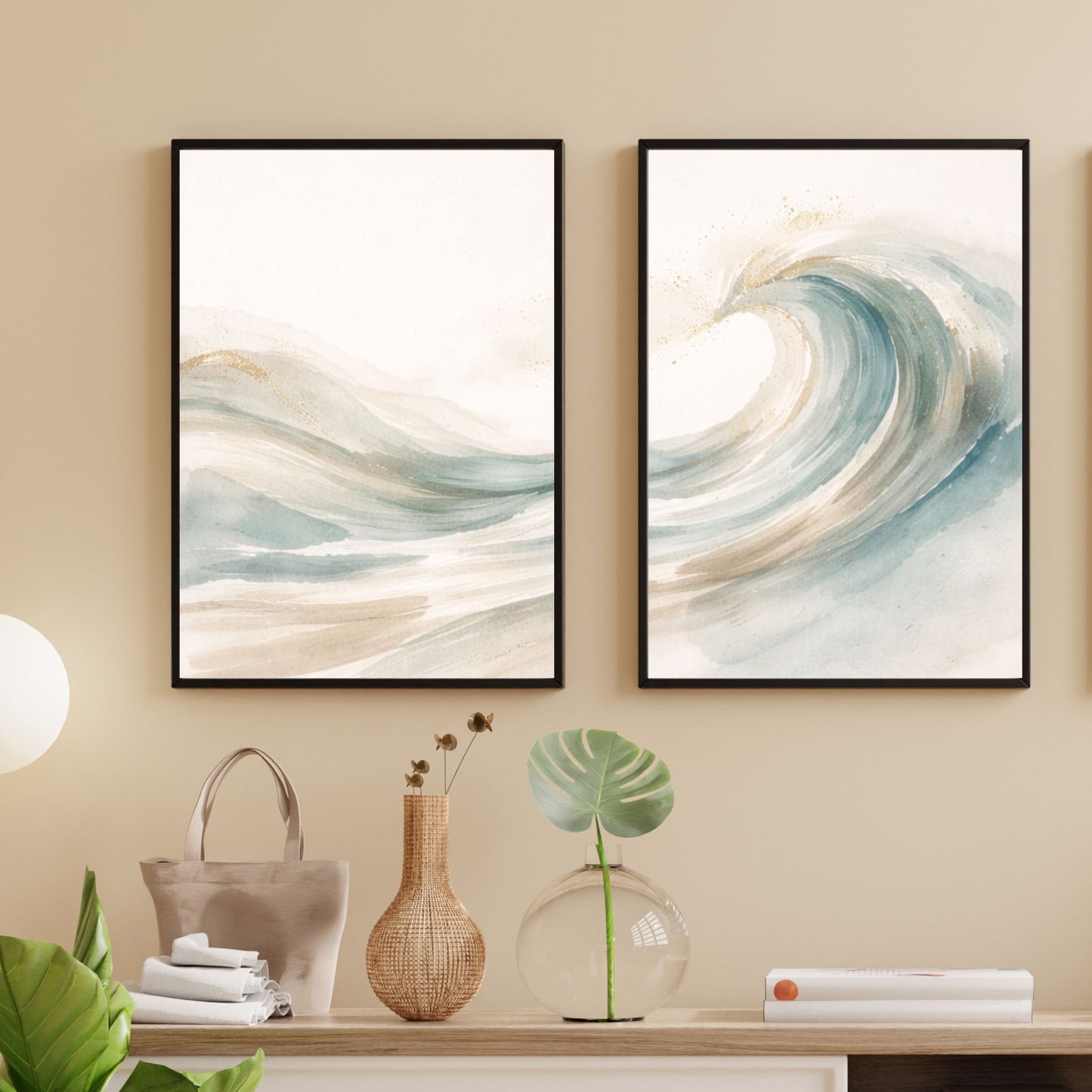 NOIRÉ Wave Flow II – Minimal Ocean Crest Canvas