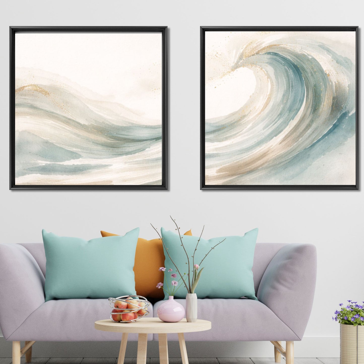 NOIRÉ Wave Flow II – Minimal Ocean Crest Canvas
