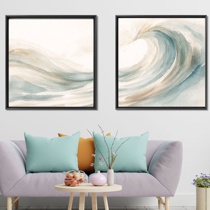 NOIRÉ Wave Flow II – Minimal Ocean Crest Canvas