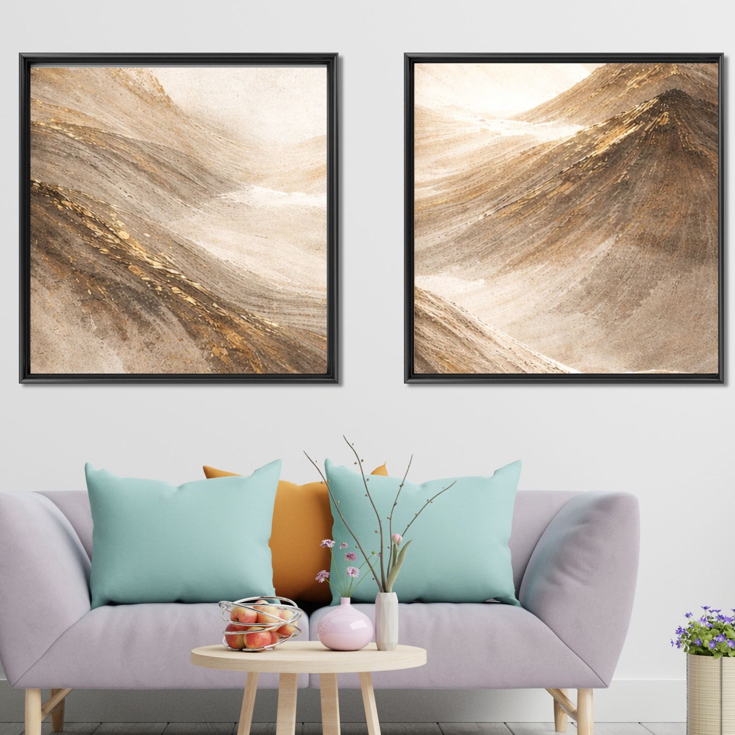 NOIRÉ Dune Flow II – Textured Mountain Light Canvas