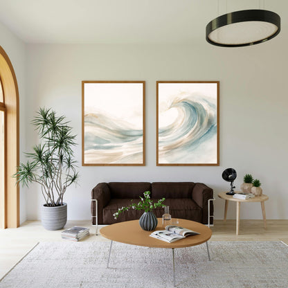 NOIRÉ Wave Flow II – Minimal Ocean Crest Canvas