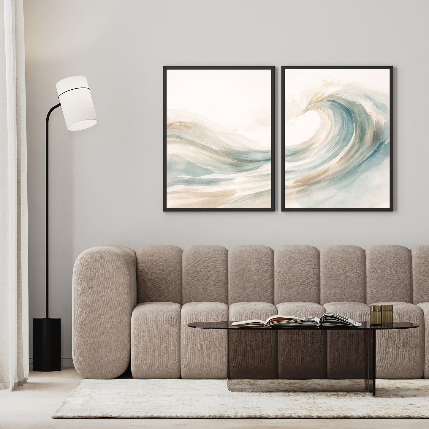 NOIRÉ Wave Flow II – Minimal Ocean Crest Canvas