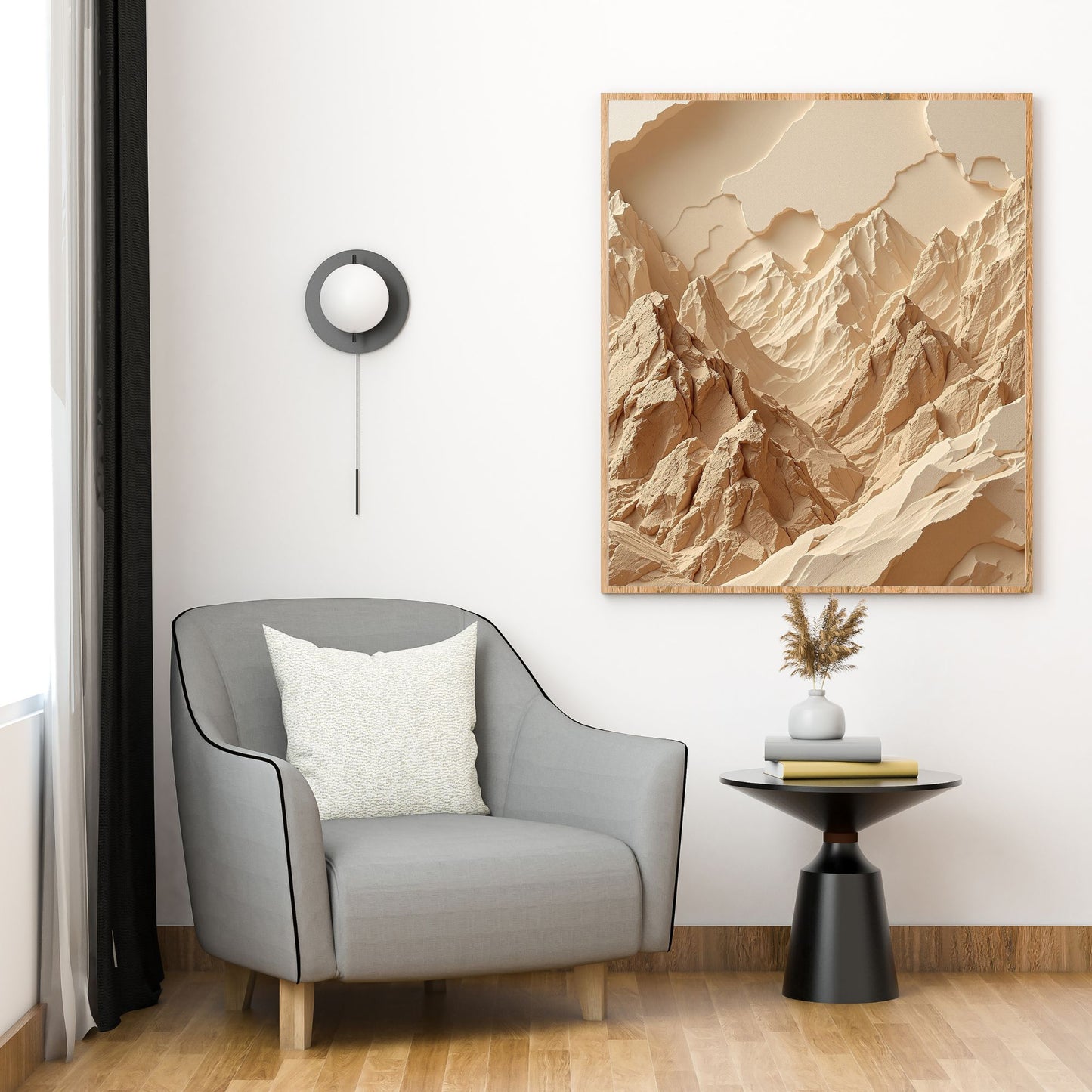 Desert Horizon Peaks – Luxury Minimalist Beige Canvas