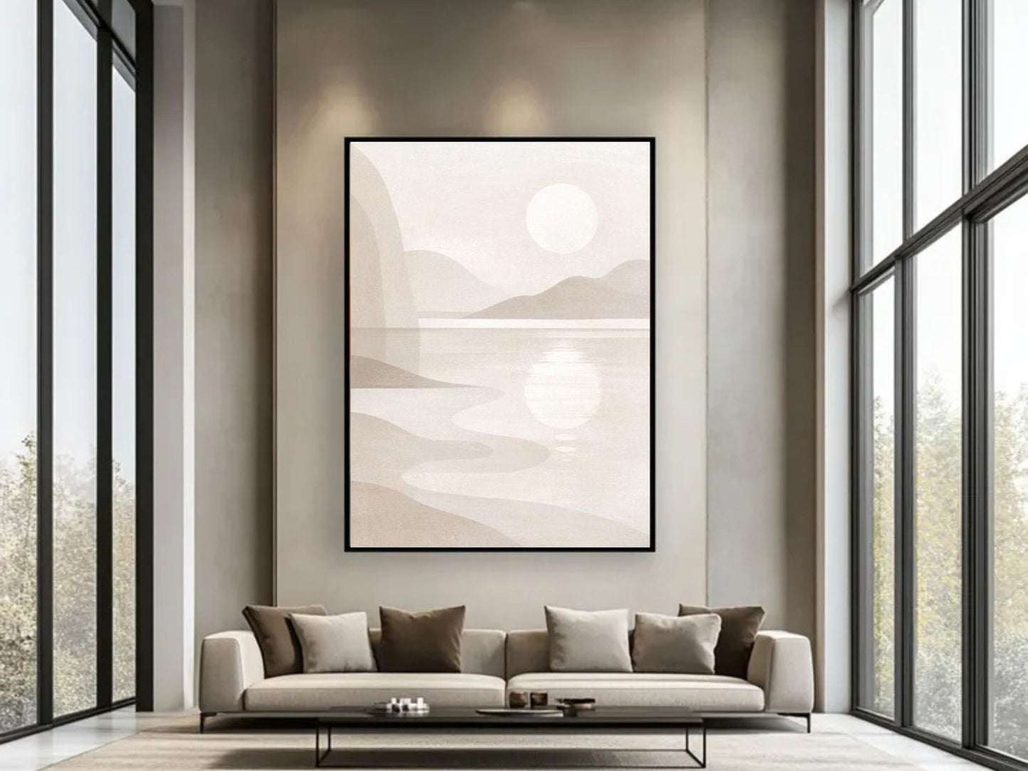 Soft Horizon Minimal Wall Art – Neutral Abstract Landscape Fine Art, Calm Japandi Decor