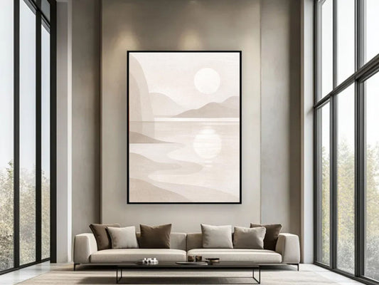 Soft Horizon Minimal Wall Art – Neutral Abstract Landscape Fine Art, Calm Japandi Decor