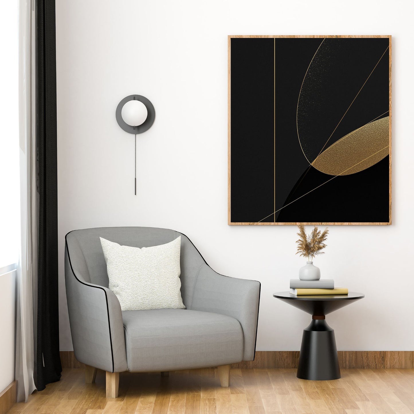 Golden Eclipse – Minimal Black Luxury Canvas