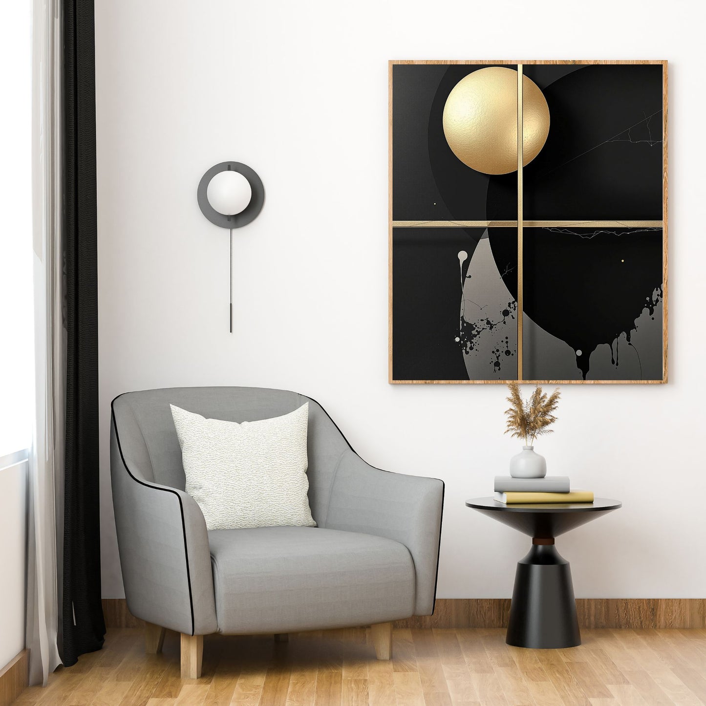 Golden Orbit Grid Canvas