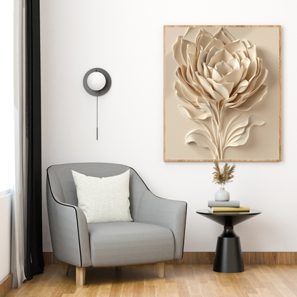 Beige 3D Rose Canvas Wall Art – Luxury Floral Minimalist Wall Decor