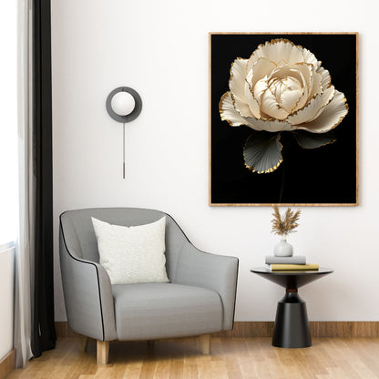 Luxury Black & Gold Floral Canvas Wall Art