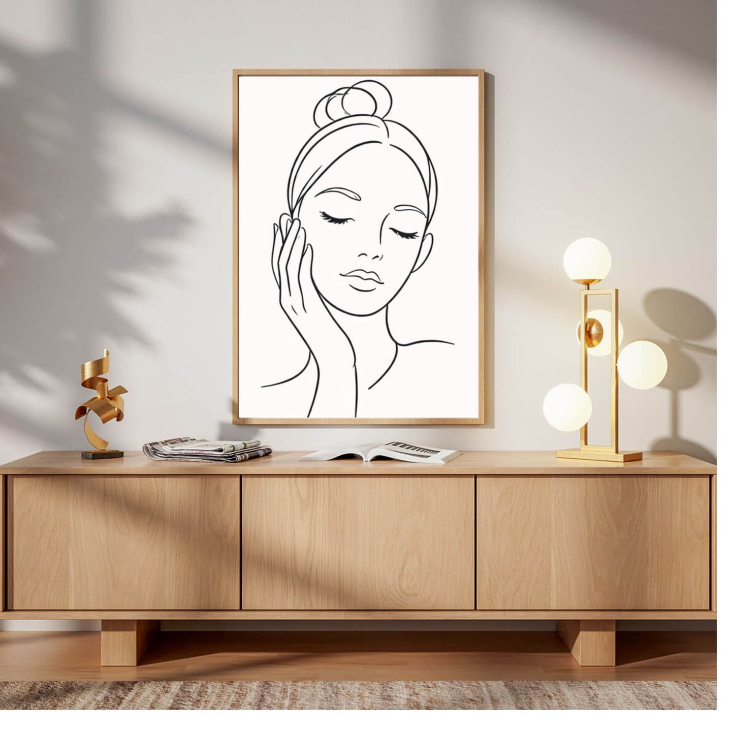 Silent Face Minimal Line Art Poster